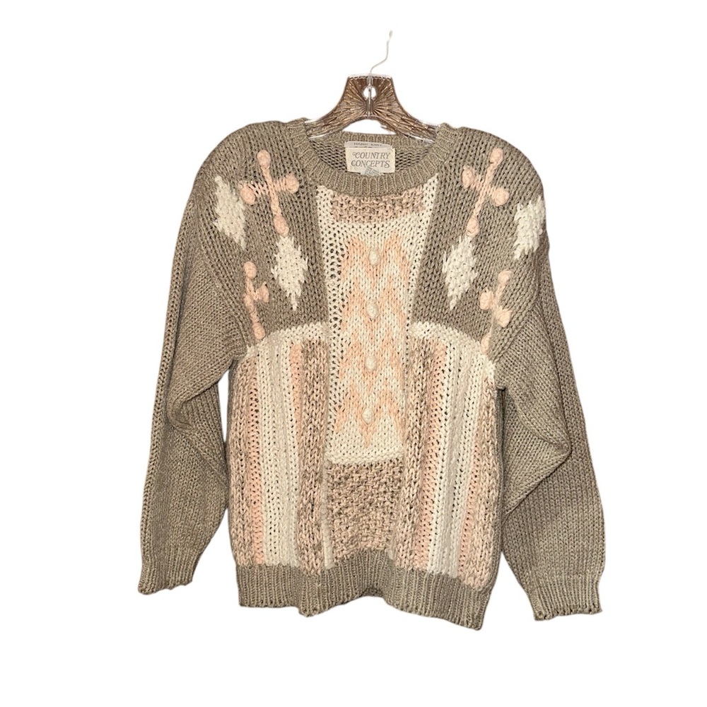 Hand Knit vintage 90s crew neck sweater by Country Concepts